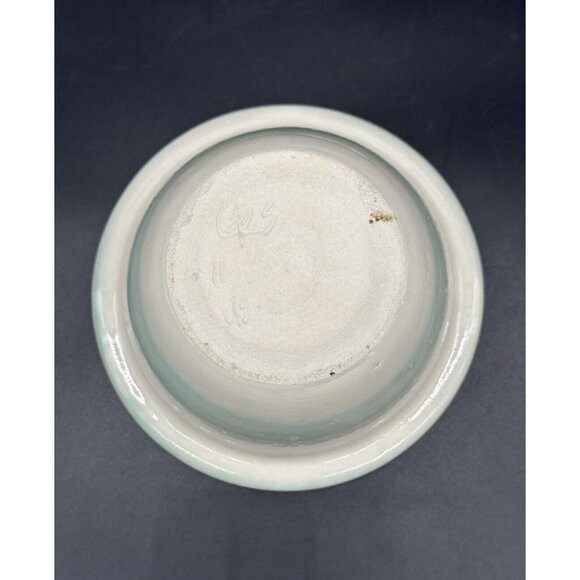 Studio Art Pottery Bowl Violets Trillium Flowers Hand Painted Signed Floral Dish - Picture 3 of 9